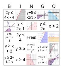 Graphing Linear Inequalities Bingo Card