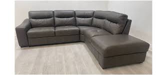palermo grey rhf leather corner sofa