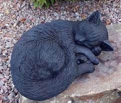 Black Cat Figurine Sleeping Cat Statue