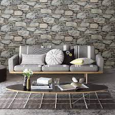 Brewster Cesar Grey Stone Wall Paper