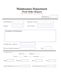 Work Request Form Maintenance Work Order Request Form
