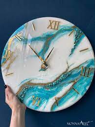 Resin Wall Clock Turquoise Clock Resin