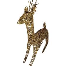 Northlight seasonal candy cane holographic decoration. Light Up 60cm 2ft Glitter Gold Christmas Reindeer Figure Ornament Warm Uk Gardens Co Uk