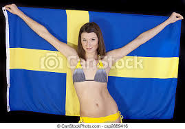 Hover to see shiny flag. Woman With Sweden Flag Beautiful Woman In Bikini Holding Sweden Flag Canstock