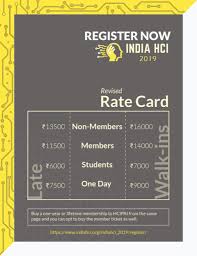 Register Rate Card India Hci 2019