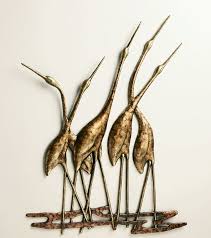 Wall Art Sculpture Metal Heron Bird