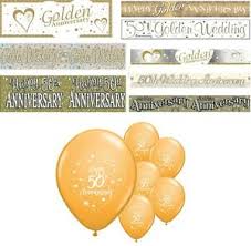 50th Golden Wedding Anniversary Banners 8 Designs Party Decorations