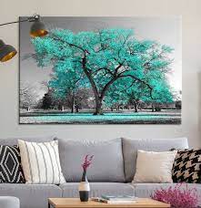 Turquoise Tree Canvas Wall Art Multi