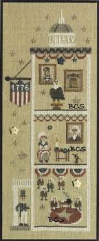 Bent Creek The Liberty House Let Freedom Ring Cross Stitch Chart Patriotic American Flag Eagle White House Stars Bell George Washington