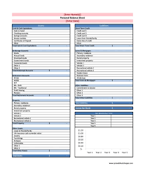 excel personal balance sheet templates
