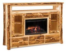 Rustic Log Plasma Tv Stand With