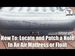 a hole in an air mattress or float