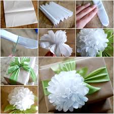 diy easy tissue paper flower gift topper