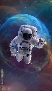 astronaut in e galaxy and nebula