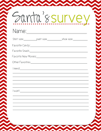 Santa Survey Checklist Printable Xmas List Ideas Secret Wish