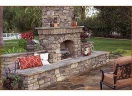Dry Stack Stone Faced Outdoor Fireplace