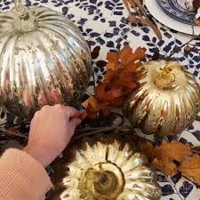 Fall Mercury Glass Pumpkin Tablescape