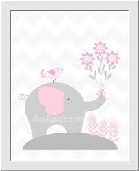 pink elephant baby girl nursery wall