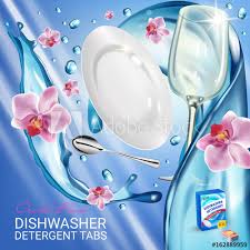 Orchid Fragrance Dishwasher Detergent Tabs Ads Vector