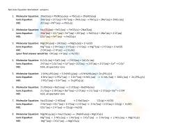 Net Ionic Equation Worksheets