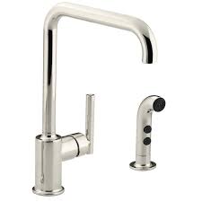 Our kohler kitchen faucet reviews have the full scoop on features, functionality and all other things you need to know before buying a kitchen faucet. Kohler Purist Vibrant Polished Nickel 1 Handle Deck Mount High Arc Handle Kitchen Faucet Lowes Com Kohler Purist Kitchen Faucet Faucet
