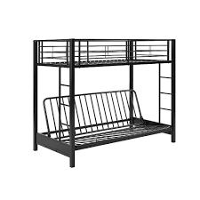 The bunk bed gives a stylish contemporary look. Welwick Designs Premium Metal Twin Over Futon Bunk Bed Black The Home Depot Canada