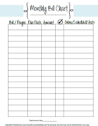 Free Printable Bill Chart Bill Planner Bill Calendar