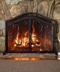 Black Large Crest Fireplace Screen With