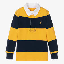 boys blue yellow cotton rugby shirt