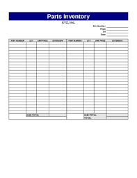 parts inventory template fill and