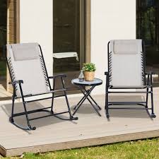 Beige Set Table And 2 Rocking Chairs