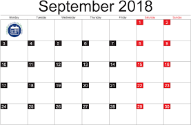 Clip Art Calendar Template 2017 Pdf September 2018