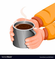 coffee in steel mug vector image