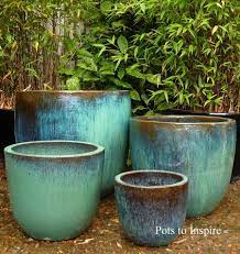 Large Glazed Aqua U Pot Planters
