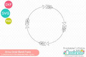 Foil Quill Single Line Sketch Svg Arrow Circle Frame