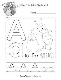 Each worksheet displays correct letter formation for both upper and lower case letters, handwriting practice section and 4 cvc words to help beginning readers . Letter A Alphabet Activity Worksheet Doozy Moo