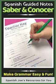Saber And Conocer Guided Notes And Key Awesome Tpt