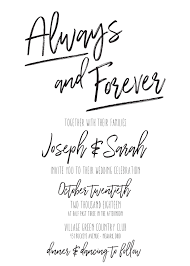 Simple Black And White Wedding Invitations Set Printed Always And