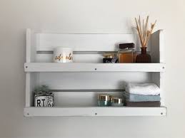 White Wood Bathroom Wall Shelf