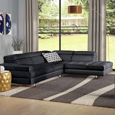 genuine black leather sectional couch