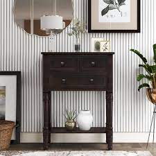 narrow console table solid wood slim