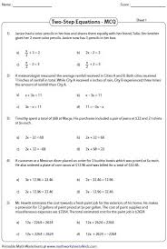 Mcq Two Step Equation Word Problems