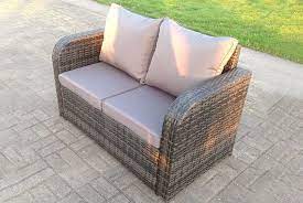 2 Seater Rattan Curved Garden Sofa