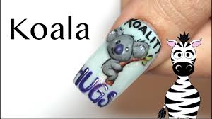3d koala koality hugs acrylic nail art