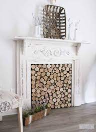 diy birch wood fireplace cover for a