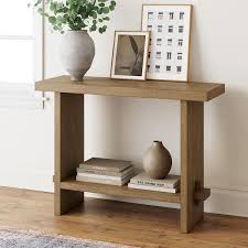 Nathan James Virgo Farmhouse Light Brown Console Accent Table For Entryway And Living Room