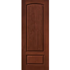 2 panel fiberglass entry door mahogany