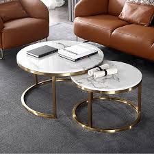 Buy products such as stonecroft furniture 3 piece faux marble top coffee table set in black at walmart and save. Luxury Round Coffee Table Sets Living Room Stainless Steel Furniture Marble Glass Side Table Buy Coffee Table Set Stainless Steel Furniture Glass Side Table Product On Alibaba Com