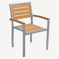 Aluminum Patio Arm Chair With Plastic Teak