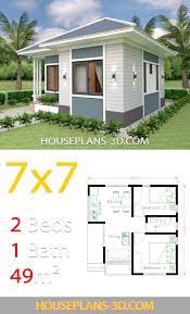 house design 7x7 with 2 bedrooms full